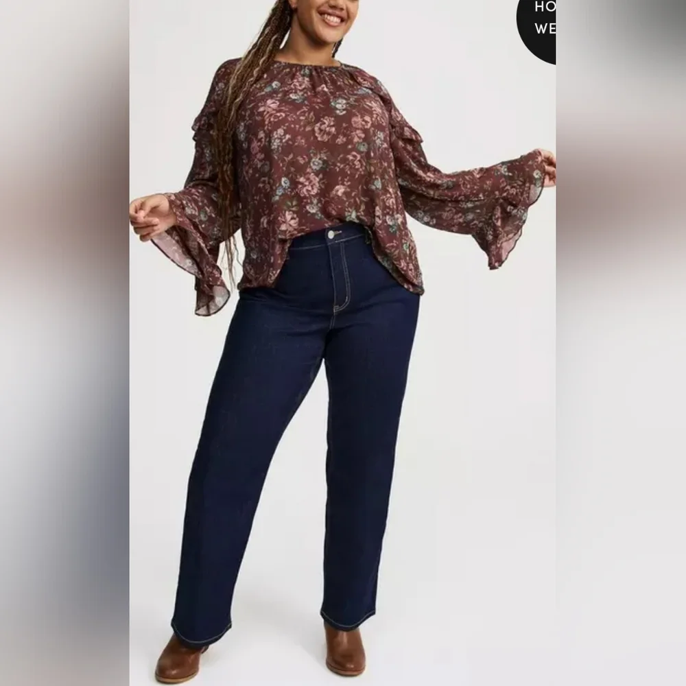 Torrid Chiffon Ruffle Ruffle Sleeve Top - Picture 6 of 10